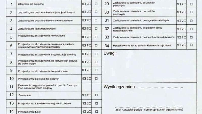 Dokumenty na egzamin