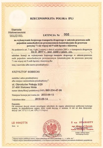 Licencja na taxi
