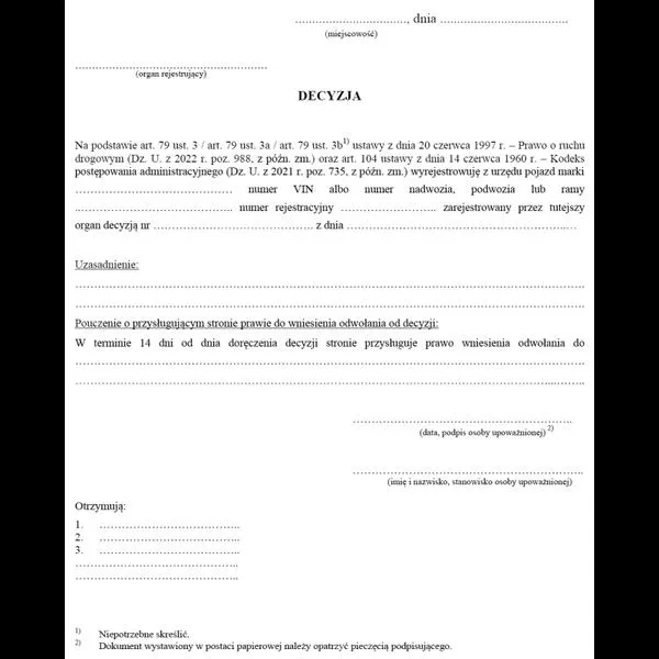 Wyrejestrowanie motoroweru